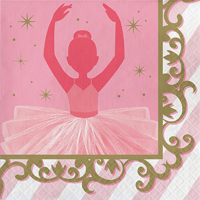 Tovaglioli 33x33 cm - Fantasia Ballerina Rosa 16 pz