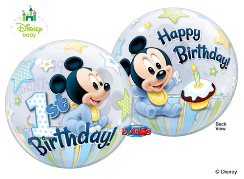 Palloncino Bubbles Baby Mickey 1° Compleanno Ø 56 cm