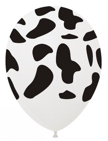 Palloncino in Lattice 12'' Bianco con stampa Macchie Nere (Mucca) 100 pz
