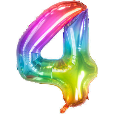 Palloncino Mylar Arcobaleno 86 cm Yummy Gummy Rainbow Numero 4