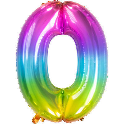 Palloncino Mylar Arcobaleno 86 cm Yummy Gummy Rainbow Numero 0