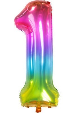 Palloncino Mylar Arcobaleno 86 cm Yummy Gummy Rainbow Numero 1