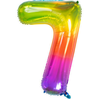 Palloncino Mylar Arcobaleno 86 cm Yummy Gummy Rainbow Numero 7