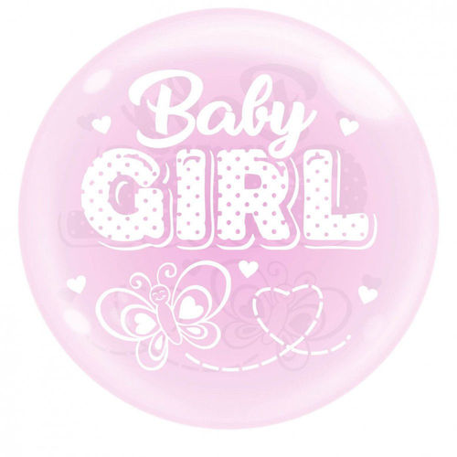 Palloncino Bubble 18'' 46 cm Rosa Trasparente con stampa Baby Girl
