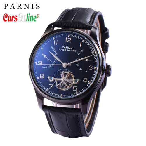 Men Classic Parnis Power Reserve Automatic Watch PN809 Black