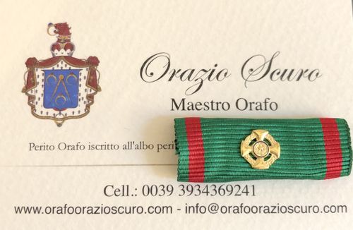 Nastrino da Cav. Ufficiale Ordine al Merito Repubblica Italiana in argento 925 placcato oro a 24 ct.