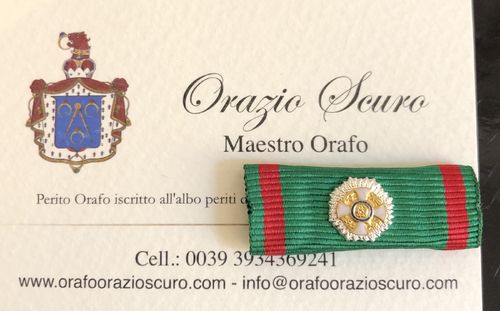 Nastrino da Gran Croce Ordine al Merito Repubblica Italiana in argento 925 placcato oro a 24 ct.