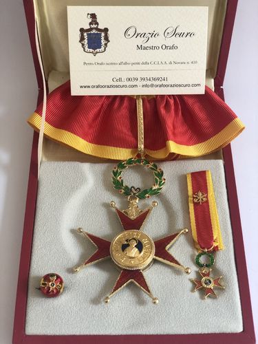 Set da Commendatore Ordine di San Gregorio Magno realizzato in argento 925 placcato oro a 24 ct.