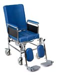 Sedia comoda con schienale reclinabile - 4 ruote - pedane poggiagambe regolabile - WC - MOPEDIA