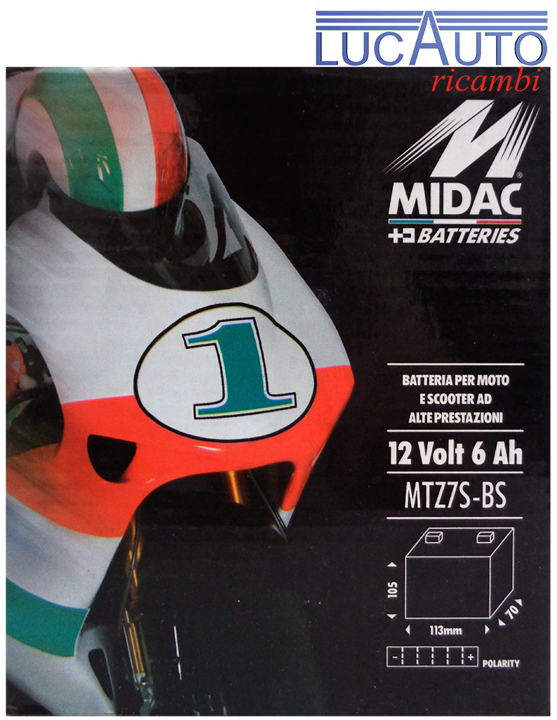 MIDAC MTZ7S-BS 12 VOLT 6 AH