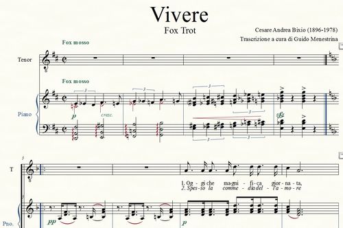 Vivere (Bixio / Brignone, 1936) piano and vocal