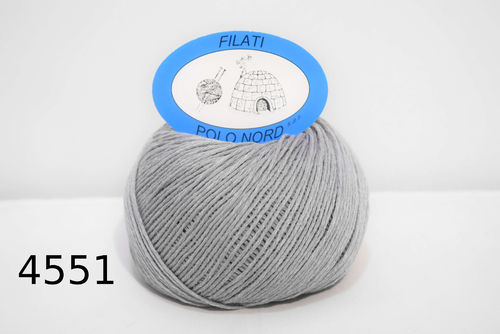 50%lana, 22%seta, 22%lino, 6%cashmereGrigio chiaro 4551 50 grammi