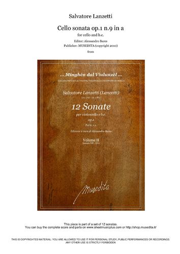 S.Lanzetti - Cello sonata op.1 n.9 in a